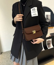 フェイクレザーフラップ付きミニショルダーバッグ