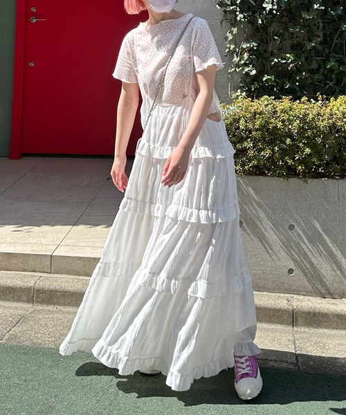 Alley by w closet（アリーバイダブルクローゼット）の「【セットアップ対応/Alley】ワッフル小花プリントショートプルオーバー（Tシャツ/カットソー・レディース・イエロー/オフホワイト/ミント・FREE）」の18枚目の写真