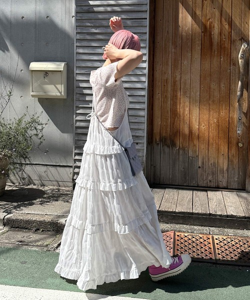 Alley by w closet（アリーバイダブルクローゼット）の「【セットアップ対応/Alley】ワッフル小花プリントショートプルオーバー（Tシャツ/カットソー・レディース・イエロー/オフホワイト/ミント・FREE）」の10枚目の写真