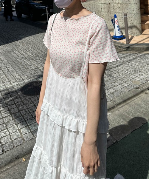 Alley by w closet（アリーバイダブルクローゼット）の「【セットアップ対応/Alley】ワッフル小花プリントショートプルオーバー（Tシャツ/カットソー・レディース・イエロー/オフホワイト/ミント・FREE）」の12枚目の写真
