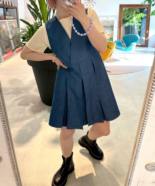 Alley by w closet（アリーバイダブルクローゼット）の「【セットアップ対応/Alley】ワッフル小花プリントショートプルオーバー（Tシャツ/カットソー・レディース・イエロー/オフホワイト/ミント・FREE）」の5枚目の写真