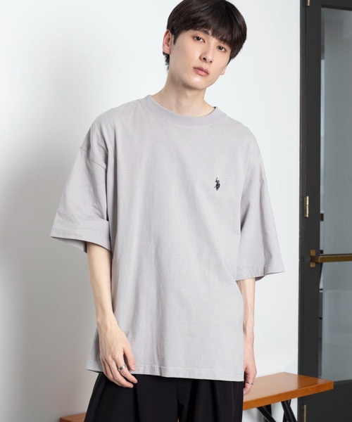 U.S. POLO ASSN.（ユーエスポロアッスン）の「∴WEGO/【26春夏/待望の再入荷！】U.S. POLO ASSN.別注ヘビーウエイトBIGTシャツ（Tシャツ/カットソー・メンズ・ブラック/ネイビー/ホワイト/グレー系その他/その他2/その他1/ホワイト系その他5/グレー・LARGE/MEDIUM/X-LARGE）」の4枚目の写真