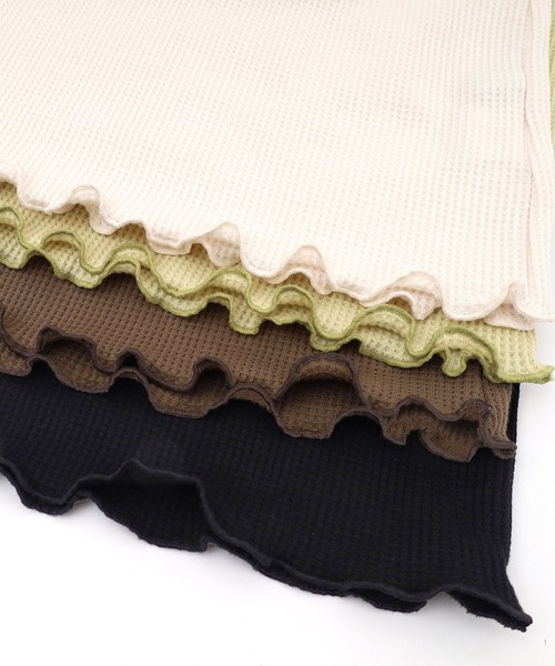 POU DOU DOU（プードゥドゥ）の「ダブルストラップキャミソール（キャミソール・レディース・ブラック/カーキ/オフホワイト/イエロー×グリーン・3）」の9枚目の写真