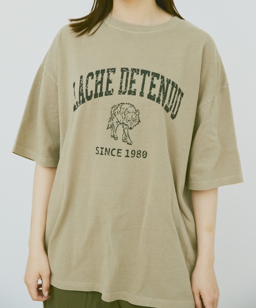 flaner（フラネ）の「Loose pigment wolf tee/ルーズピグメントウルフT（Tシャツ/カットソー・レディース・ベージュ/チャコールグレー・MEDIUM/LARGE）」の20枚目の写真