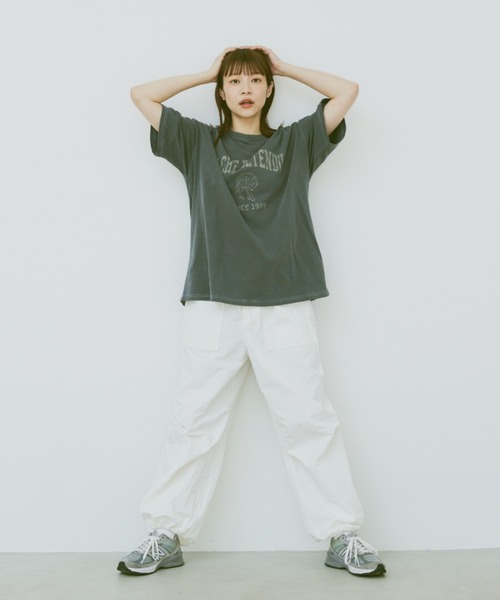 flaner（フラネ）の「Loose pigment wolf tee/ルーズピグメントウルフT（Tシャツ/カットソー・レディース・ベージュ/チャコールグレー・MEDIUM/LARGE）」の15枚目の写真