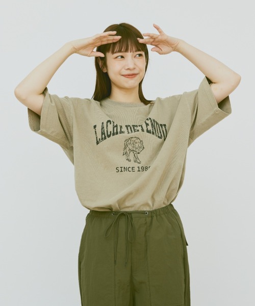 flaner（フラネ）の「Loose pigment wolf tee/ルーズピグメントウルフT（Tシャツ/カットソー・レディース・ベージュ/チャコールグレー・MEDIUM/LARGE）」の19枚目の写真
