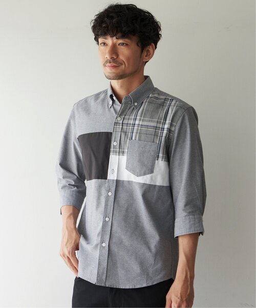 ikka(イッカ)の「7ブブロッキングキリカエシャツ(シャツ/ブラウス・メンズ・ホワイト/ネイビー/グレー・M/L/XL/S)」の22枚目の写真