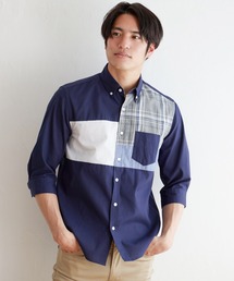 ikka | ７ブブロッキングキリカエシャツ(シャツ/ブラウス)