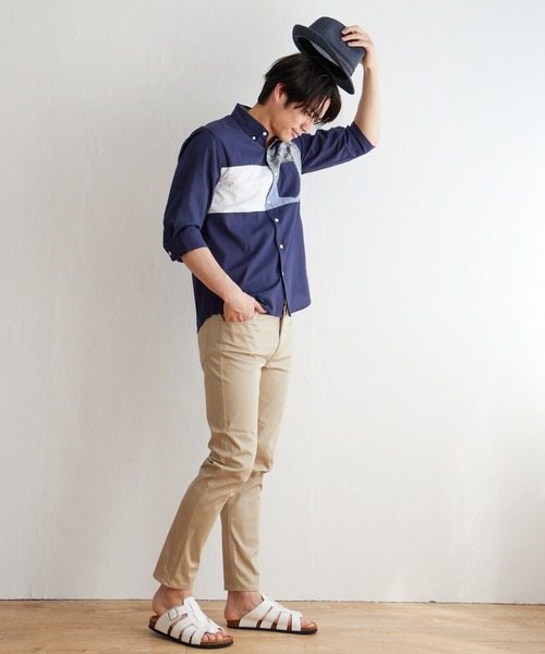 ikka（イッカ）の「７ブブロッキングキリカエシャツ（シャツ/ブラウス・メンズ・ホワイト/ネイビー/グレー・M/L/XL/S）」の11枚目の写真