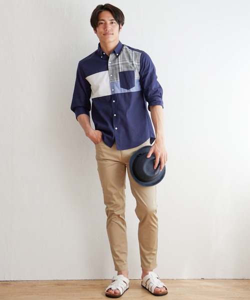 ikka（イッカ）の「７ブブロッキングキリカエシャツ（シャツ/ブラウス・メンズ・ホワイト/ネイビー/グレー・M/L/XL/S）」の15枚目の写真