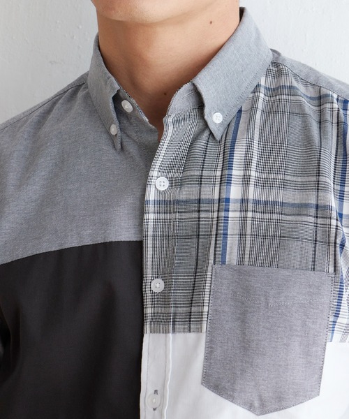 ikka（イッカ）の「７ブブロッキングキリカエシャツ（シャツ/ブラウス・メンズ・ホワイト/ネイビー/グレー・M/L/XL/S）」の20枚目の写真