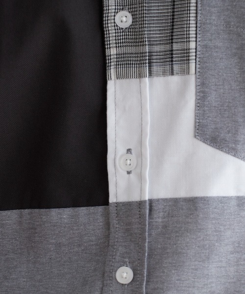 ikka（イッカ）の「７ブブロッキングキリカエシャツ（シャツ/ブラウス・メンズ・ホワイト/ネイビー/グレー・M/L/XL/S）」の6枚目の写真