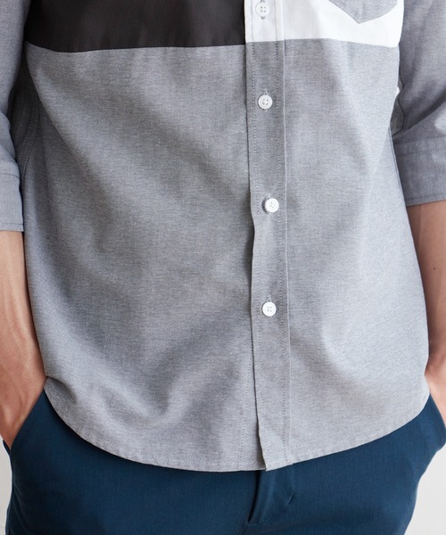 ikka（イッカ）の「７ブブロッキングキリカエシャツ（シャツ/ブラウス・メンズ・ホワイト/ネイビー/グレー・M/L/XL/S）」の18枚目の写真