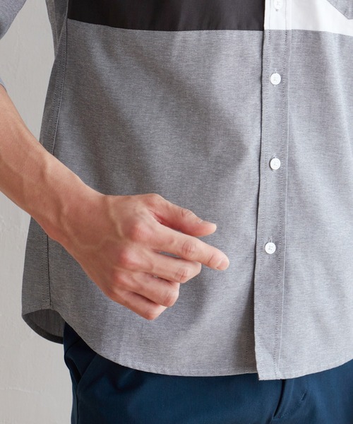 ikka（イッカ）の「７ブブロッキングキリカエシャツ（シャツ/ブラウス・メンズ・ホワイト/ネイビー/グレー・M/L/XL/S）」の12枚目の写真