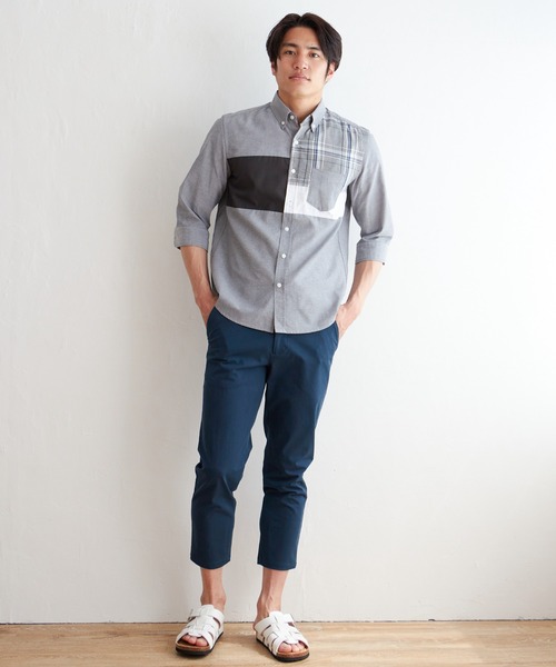 ikka（イッカ）の「７ブブロッキングキリカエシャツ（シャツ/ブラウス・メンズ・ホワイト/ネイビー/グレー・M/L/XL/S）」の13枚目の写真