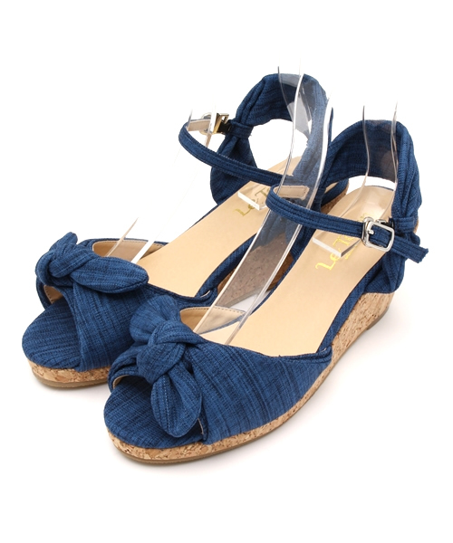 LE TALON（ルタロン）の「◇7CMリボンウエッジサンダル（サンダル・レディース・ピンク/イエロー/ホワイト/ネイビー・37.5/35.5/38/36.5）」の2枚目の写真