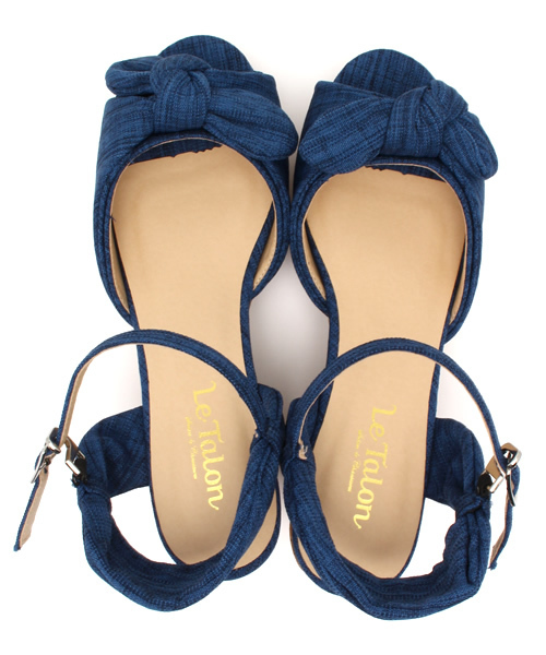 LE TALON（ルタロン）の「◇7CMリボンウエッジサンダル（サンダル・レディース・ピンク/イエロー/ホワイト/ネイビー・37.5/35.5/38/36.5）」の5枚目の写真