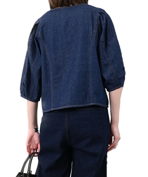 STYLEBLOCK（スタイルブロック）の「デニムクロップドブラウス（シャツ/ブラウス・レディース・ライトブルー/ネイビー/ブルー・M）」の7枚目の写真