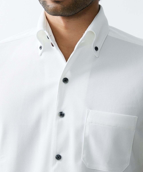 MICHEL KLEIN HOMME   （ミッシェルクランオム）の「【2023年モデル】《日本製》イージーケア半袖ドレスシャツ（シャツ/ブラウス・メンズ・ホワイト/ネイビー・LARGE/MEDIUM/X-LARGE）」の10枚目の写真