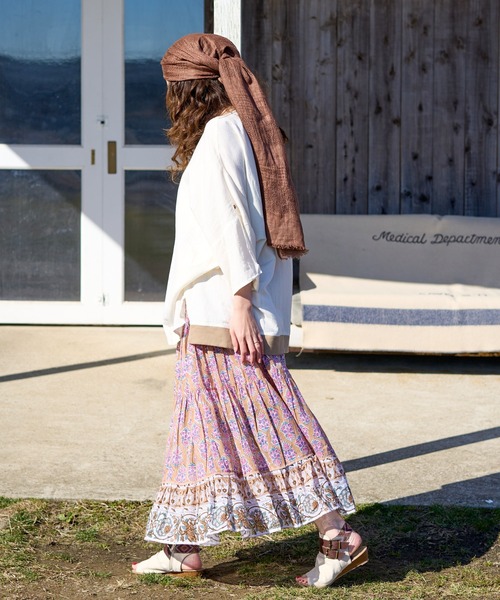 チャイハネ（チャイハネ）の「【チャイハネ】リネーシャストール（ストール/ショール・レディース・ホワイト/ブラウン/カーキ/ブラック・FREE）」の8枚目の写真