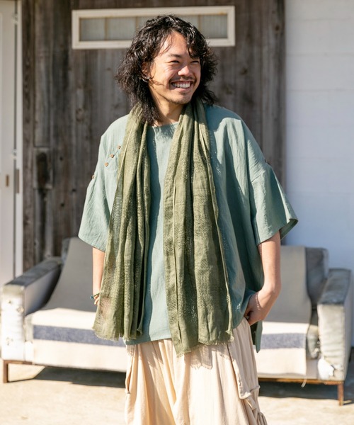 チャイハネ（チャイハネ）の「【チャイハネ】リネーシャストール（ストール/ショール・レディース・ホワイト/ブラウン/カーキ/ブラック・FREE）」の16枚目の写真