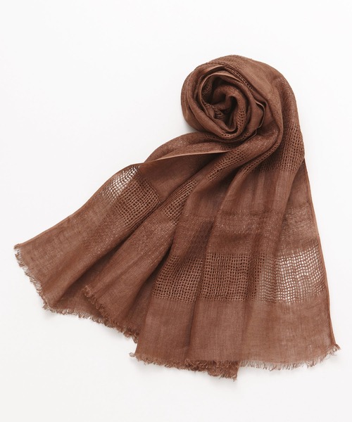 チャイハネ（チャイハネ）の「【チャイハネ】リネーシャストール（ストール/ショール・レディース・ホワイト/ブラウン/カーキ/ブラック・FREE）」の14枚目の写真