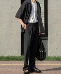 COURO（コウロ）の「【セットアップ】オープンカラーシャツ & タック入りフルレングスストレートパンツ〈ベルト付き〉（セットアップ）」