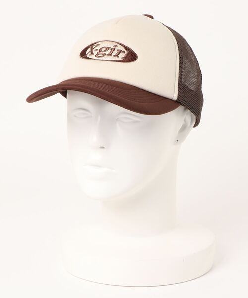 X-girl（エックスガール）の「【X-girl /エックスガール】OVAL LOGO TRUCKER CAP（キャップ・レディース・ブラウン/グレー/ブラック・FREE）」の3枚目の写真