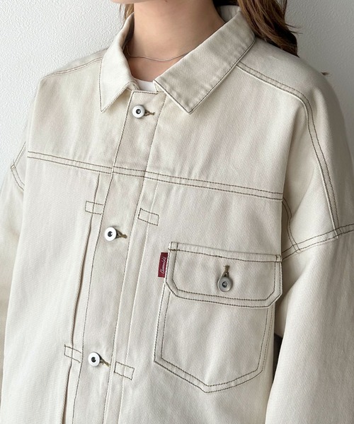 classicalelf(クラシカルエルフ)の「大人のこなれ感。 裏キルティング ルーズデニムジャケット(デニムジャケット・レディース・ベージュ/ワンウォッシュ/アイボリー・X-LARGE/MEDIUM/SMALL/LARGE)」の15枚目の写真