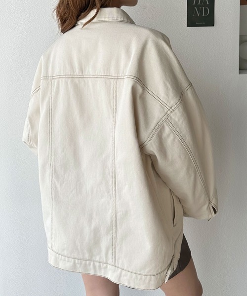 classicalelf(クラシカルエルフ)の「大人のこなれ感。 裏キルティング ルーズデニムジャケット(デニムジャケット・レディース・ベージュ/ワンウォッシュ/アイボリー・X-LARGE/MEDIUM/SMALL/LARGE)」の10枚目の写真