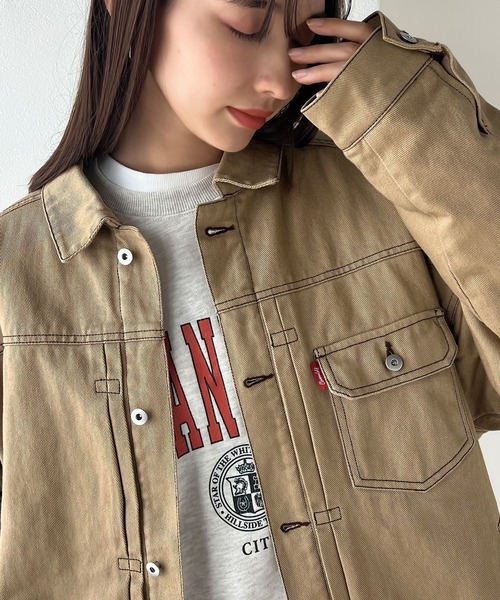 classicalelf(クラシカルエルフ)の「大人のこなれ感。 裏キルティング ルーズデニムジャケット(デニムジャケット・レディース・ベージュ/ワンウォッシュ/アイボリー・X-LARGE/MEDIUM/SMALL/LARGE)」の13枚目の写真