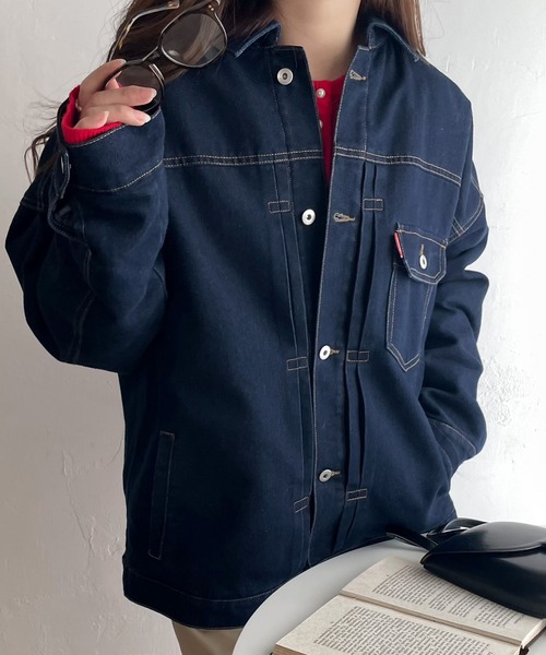 classicalelf(クラシカルエルフ)の「大人のこなれ感。 裏キルティング ルーズデニムジャケット(デニムジャケット・レディース・ベージュ/ワンウォッシュ/アイボリー・X-LARGE/MEDIUM/SMALL/LARGE)」の4枚目の写真