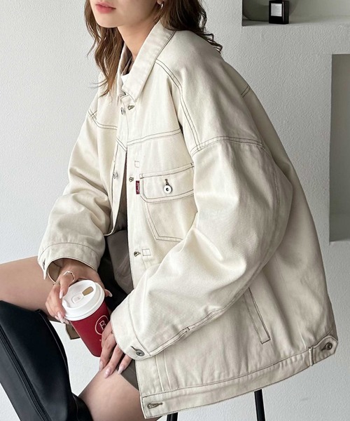 セール】大人のこなれ感。 裏キルティング ルーズデニムジャケット