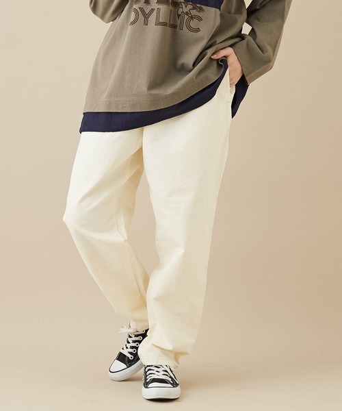 CUBE SUGAR(キューブシュガー)の「無地ピーチツイルワークパンツ(その他パンツ・レディース・ホワイト/ブラック/ベージュ/パープル/カーキ/ピンク・M)」の2枚目の写真