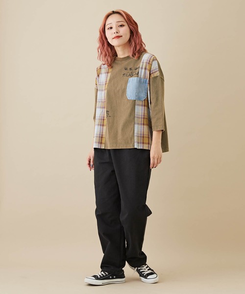 CUBE SUGAR(キューブシュガー)の「無地ピーチツイルワークパンツ(その他パンツ・レディース・ホワイト/ブラック/ベージュ/パープル/カーキ/ピンク・M)」の14枚目の写真