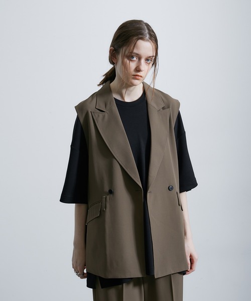 JUNRED（ジュンレッド）の「セットアップ対応 / トロミトレンチジレ（ベスト・メンズ・ブラック/ライトグレー/グリーン/キャメル・M/L）」の9枚目の写真