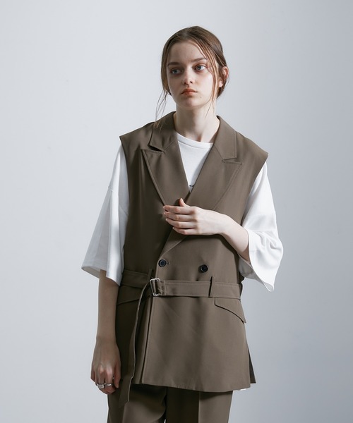 JUNRED（ジュンレッド）の「セットアップ対応 / トロミトレンチジレ（ベスト・メンズ・ブラック/ライトグレー/グリーン/キャメル・M/L）」の10枚目の写真