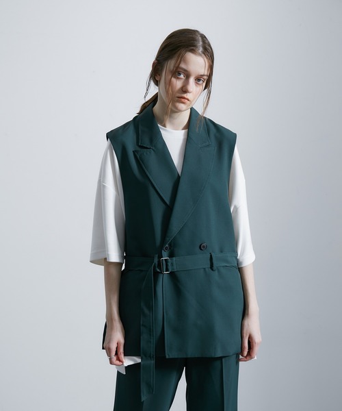 JUNRED（ジュンレッド）の「セットアップ対応 / トロミトレンチジレ（ベスト・メンズ・ブラック/ライトグレー/グリーン/キャメル・M/L）」の11枚目の写真