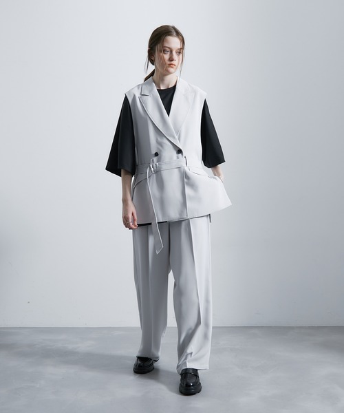 JUNRED（ジュンレッド）の「セットアップ対応 / トロミトレンチジレ（ベスト・メンズ・ブラック/ライトグレー/グリーン/キャメル・M/L）」の16枚目の写真