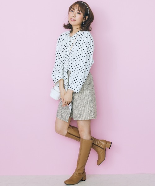 marun（マルン）の「＜大きいサイズ＞ ツイードラップスカート見えショートパンツ marun（その他パンツ・レディース・ブラック/ベージュ・3L/4L/L/LL/5L）」の19枚目の写真