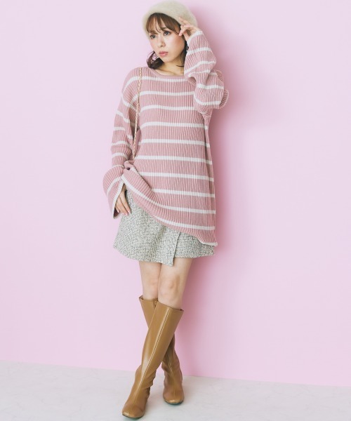 marun（マルン）の「＜大きいサイズ＞ ツイードラップスカート見えショートパンツ marun（その他パンツ・レディース・ブラック/ベージュ・3L/4L/L/LL/5L）」の10枚目の写真