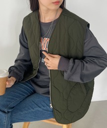 CLEA | ナイロンキルティングオーバーサイズ フロントジップベスト(ベスト)