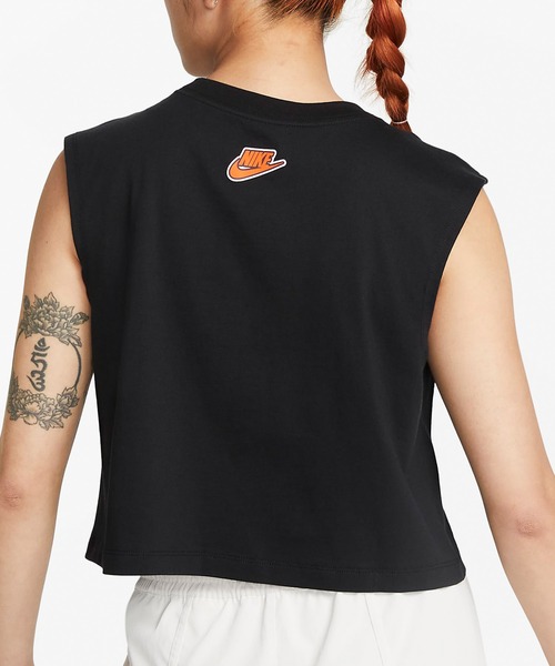 NIKE（ナイキ）の「NIKE/ナイキ タンクトップ ブランドロゴ クロップド丈 FD2574-010/FD2574-100/FD2574-410（タンクトップ・レディース・ホワイト/ブラック/ネイビー・M/L/XL）」の4枚目の写真