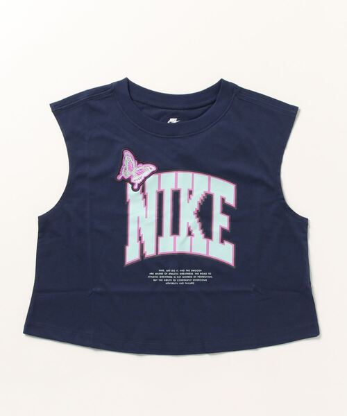 NIKE（ナイキ）の「NIKE/ナイキ タンクトップ ブランドロゴ クロップド丈 FD2574-010/FD2574-100/FD2574-410（タンクトップ・レディース・ホワイト/ブラック/ネイビー・M/L/XL）」の9枚目の写真