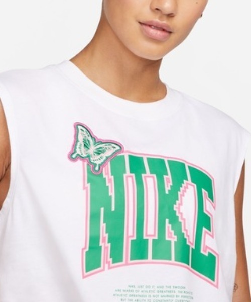 NIKE（ナイキ）の「NIKE/ナイキ タンクトップ ブランドロゴ クロップド丈 FD2574-010/FD2574-100/FD2574-410（タンクトップ・レディース・ホワイト/ブラック/ネイビー・M/L/XL）」の12枚目の写真