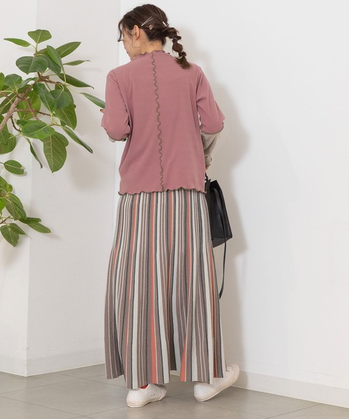 POU DOU DOU（プードゥドゥ）の「バイカラーアーム テレコトップス（Tシャツ/カットソー・レディース・ピンク/アイボリー/ブラウン/ブラック・3）」の10枚目の写真