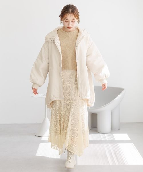 mysty woman（ミスティウーマン）の「ハンカチーフヘムレーススカート 978455（スカート・レディース・アイボリー/ブラック・FREE）」の4枚目の写真