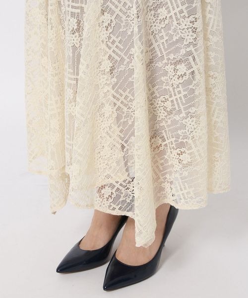 mysty woman（ミスティウーマン）の「ハンカチーフヘムレーススカート 978455（スカート・レディース・アイボリー/ブラック・FREE）」の12枚目の写真