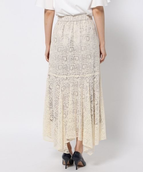 mysty woman（ミスティウーマン）の「ハンカチーフヘムレーススカート 978455（スカート・レディース・アイボリー/ブラック・FREE）」の9枚目の写真