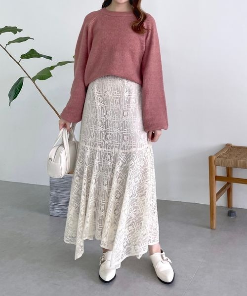 mysty woman（ミスティウーマン）の「ハンカチーフヘムレーススカート 978455（スカート・レディース・アイボリー/ブラック・FREE）」の17枚目の写真